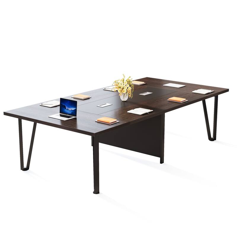 94-inch Large Conference Meeting Table with Two Cable Holes for Office - N/A