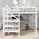 preview thumbnail 10 of 16, Full Loft Bed with Storage Staircase & Hanger White