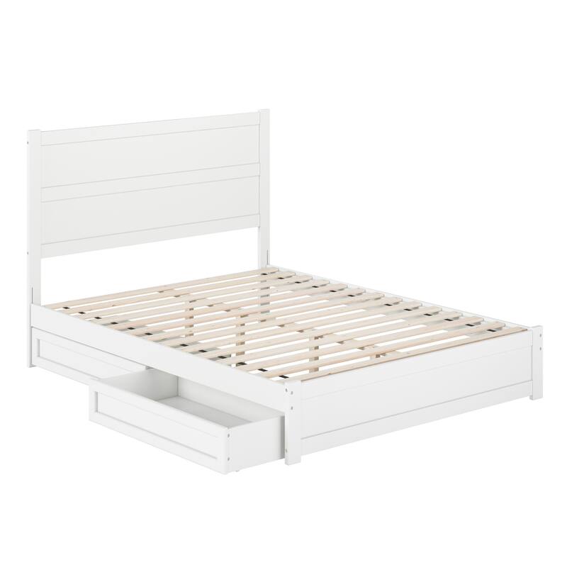 Aveline Wood Platform Bed with Matching Footboard & Storage Drawers