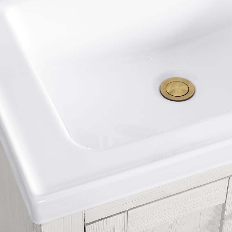 Gela Single Bath Vanity with Ceramic Basin Top without Mirror