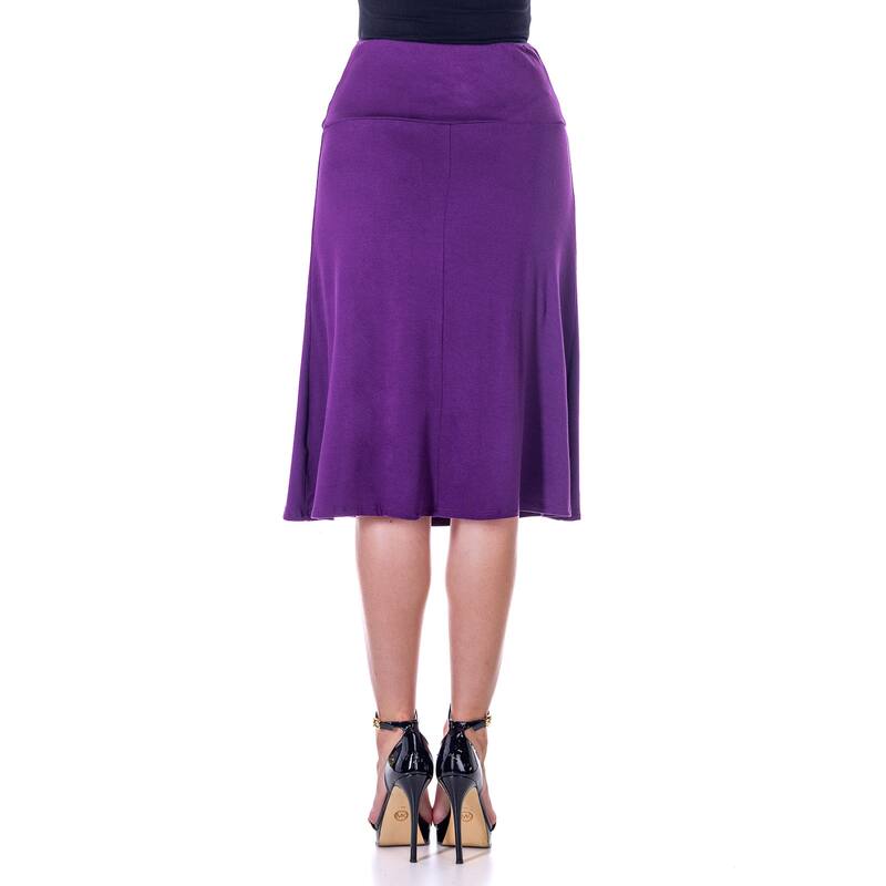 24seven Comfort Apparel A Line Elastic Waist Knee Length Skirt