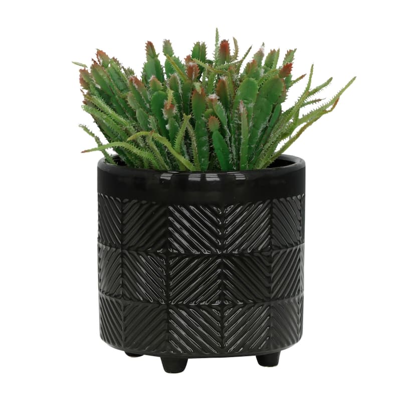 6/8" Ceramic Textured Planters,Set of 2