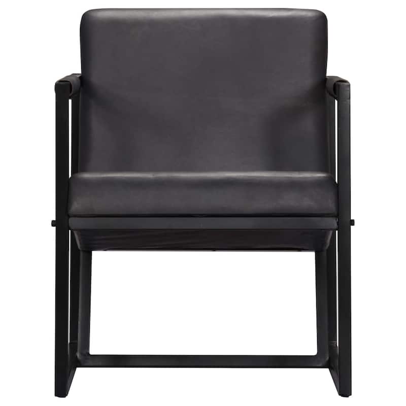 vidaXL Armchair Gray Real Leather - 21.7" x 24.4" x 29.5"