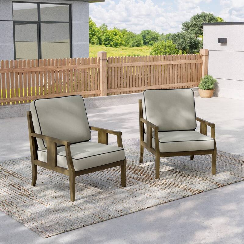 2 Set Outdoor Patio Club Chair with Cushion Patio Arm Lounge Chair