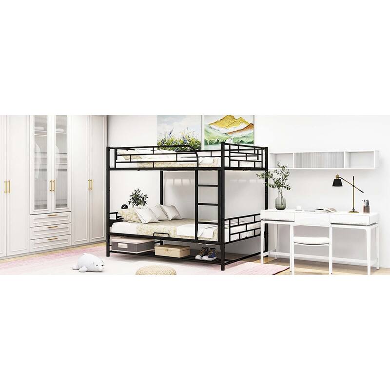 Full Over Full Metal Bunk Bed with Guardrails