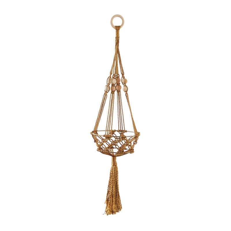 Intricately Handmade Fabric Hanging Macrame Wall Planter - Brown or White