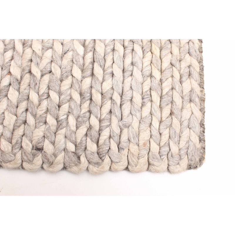 ECARPETGALLERY Braid weave Sienna Grey Wool Rug - 4'11 x 8'0