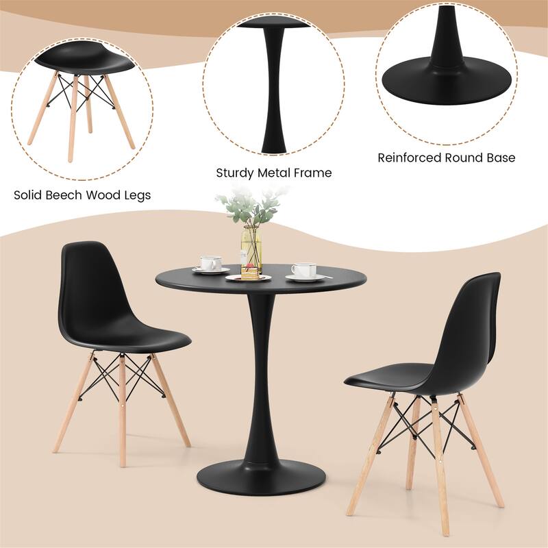 Gymax 3PCS Dining Kitchen Set Modern Round Dining Table Chairs for