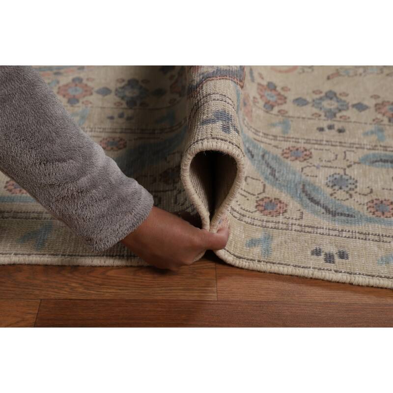 Tabriz Persian Area Rug Handmade Traditional Beige Floral Wool Carpet - 8'0"x 10'11"