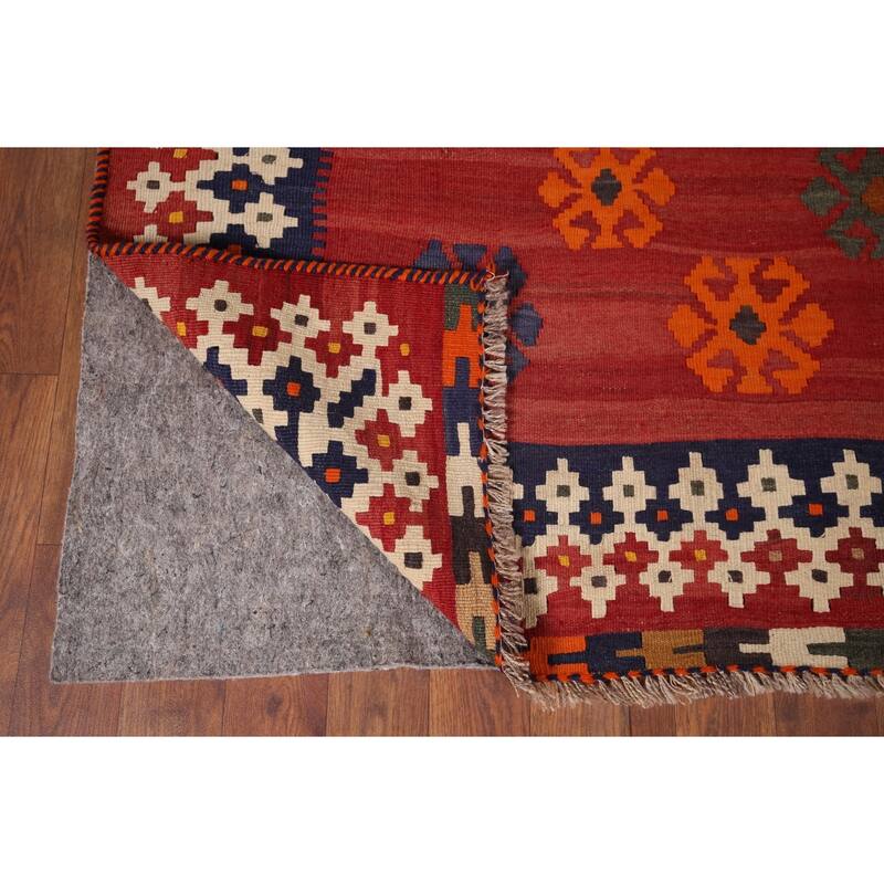 Kilim Qashqai Nomadic Persian Vintage Hand-Woven Tribal Wool Carpet - 5'0"x 9'7"
