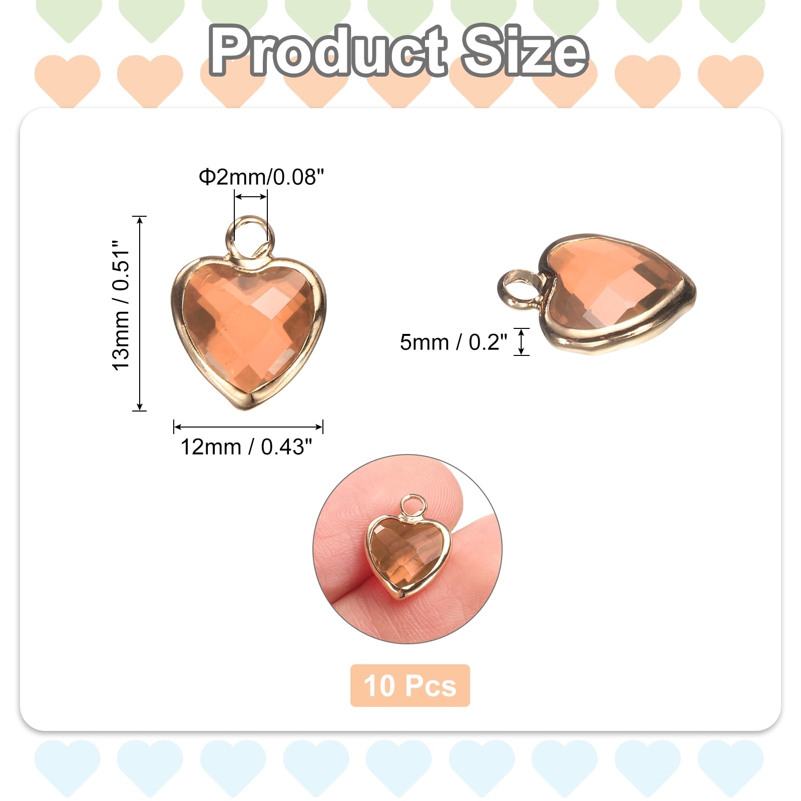 Gold Plated Heart Charm, Metal Charm Pendant