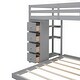 preview thumbnail 16 of 14, Elegant & Simple Twin over Full Bunk Bed with 3-layer Shelves, Drawers and Storage Stairs, Study, Health and Comfort, Grey