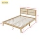 preview thumbnail 2 of 10, Modern Queen Size Wooden Platform Bed with Rattan Headboard