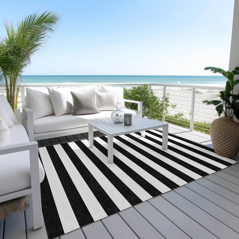 Alsira Stripe Weather Resistant Versatile Elegance Outdoor Rug