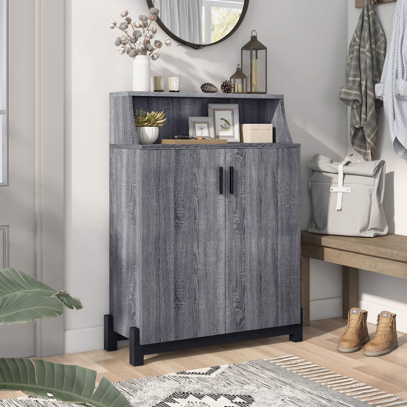 Sost Contemporary 5-shelf Shoe Cabinet by Furniture of America - Distressed Grey