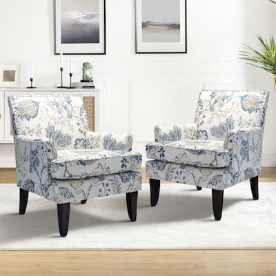 Akorda Classic Armchairs with Nailhead Trim and Solid Wood Legs Set of 2 by HULALA HOME