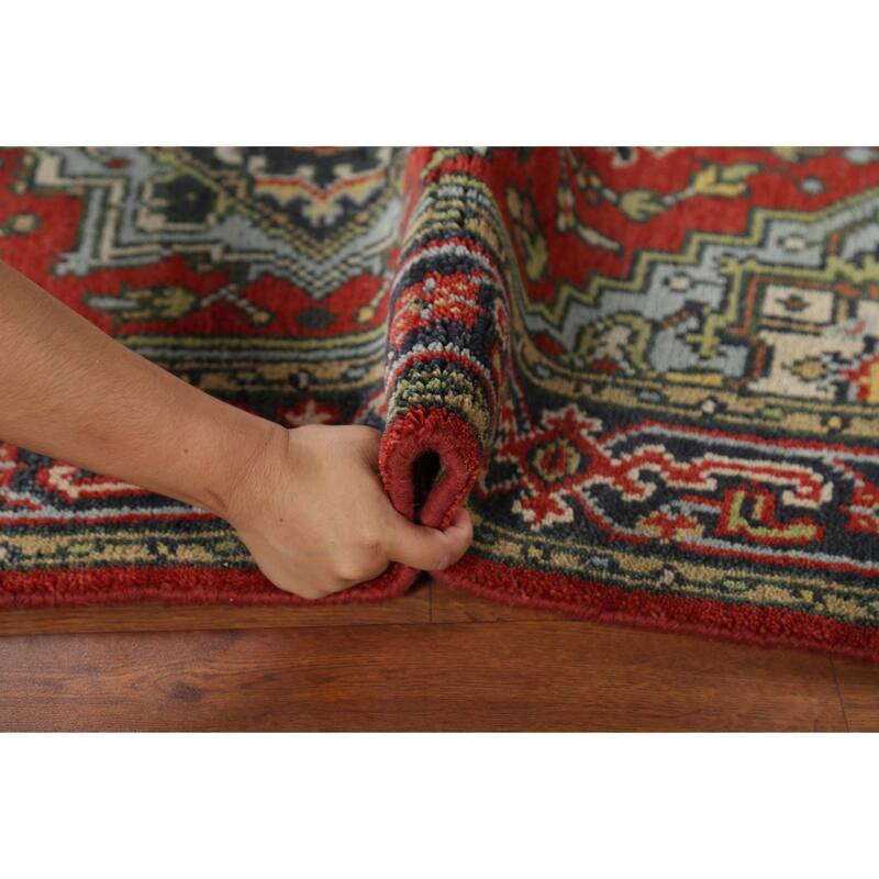 Geometric Heriz Serapi Indian Accent Rug Hand-Knotted Wool Carpet - 3'0"x 4'11"