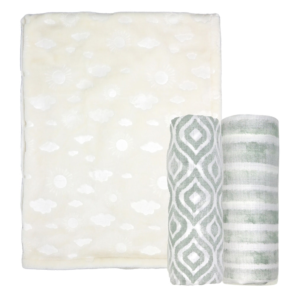 Baby Boys and Baby Girls 3 Piece Blanket Gift Set