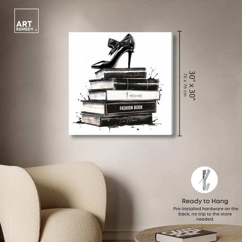 Classic Book Stack Canvas by Art Remedy, Gallery Wrapped