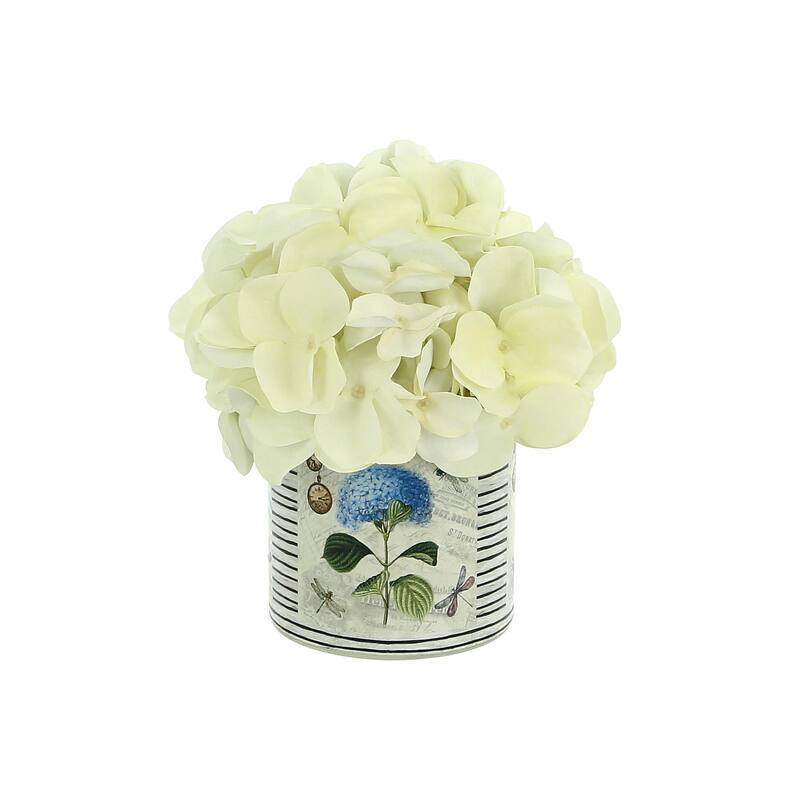 Hydrangea Arrangement in a Glass Vase - White, Flower Vase