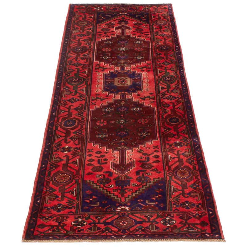 ECARPETGALLERY Hand-knotted Andelz Light Red Wool Rug - 3'7 x 9'10