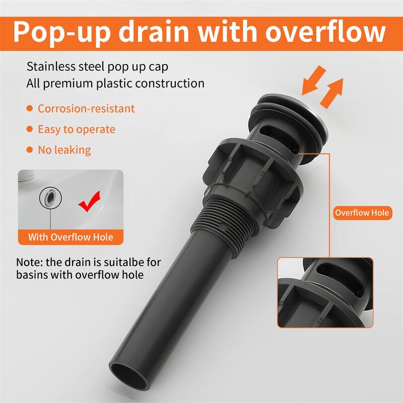 Single Handle Waterfall Bathroom Vessel Sink Faucet with Pop-up Drain 304 Stainless Steel 1 Hole High Tall Basin Vanity Faucets