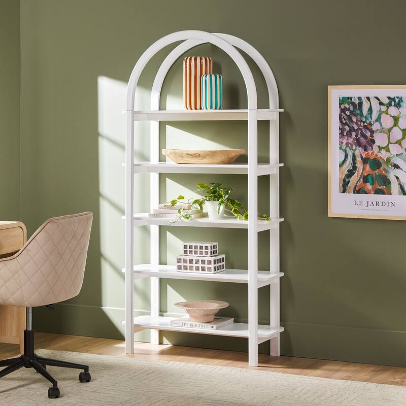 Walker Edison Modern Wood Arched Open Bookcase