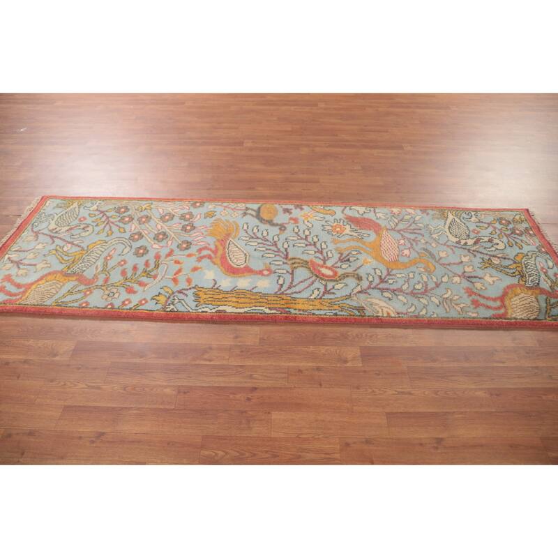 Animal Pictorial Ziegler Runner Rug Hand-Knotted Wool Carpet - 2'7"x 8'0"