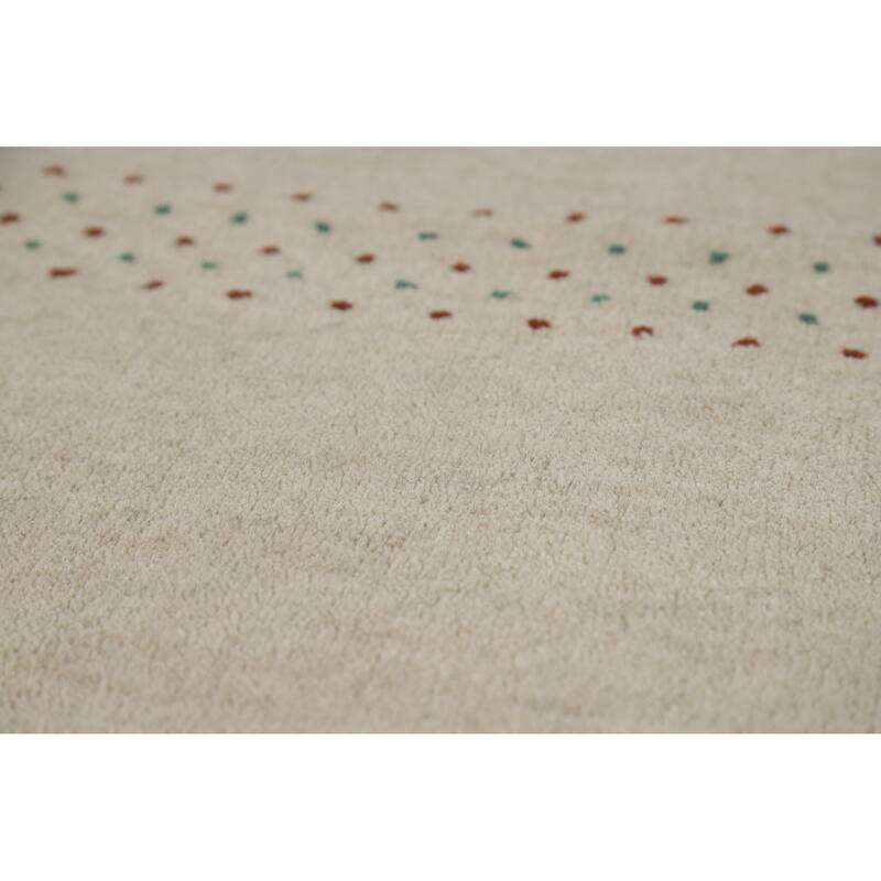Hand Knotted Oriental 100% Wool Carpet Tribal Tribal Beige & Ivories Gabbeh Area Rug - 7' 4'' X 5' 2''