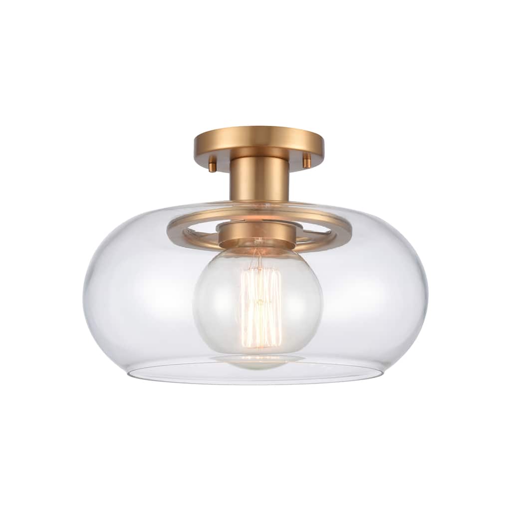 Elk Home Clement 13'' Wide 1-Light Semi Flush Mount - Brushed Gold