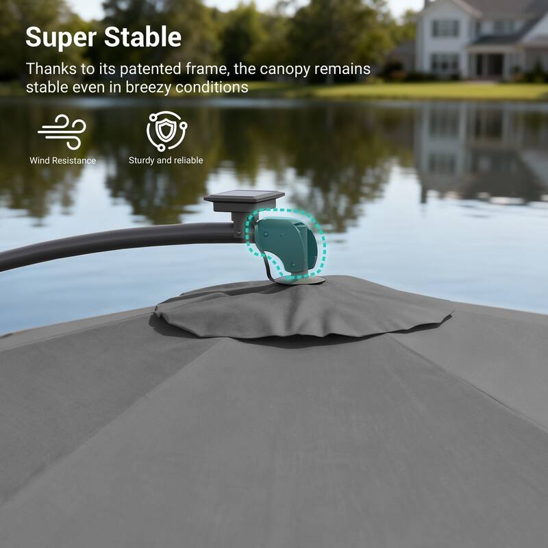 Sonkuki Outdoor 8.2x8.2FT LED lighted Patio Offset umbrella for Garden