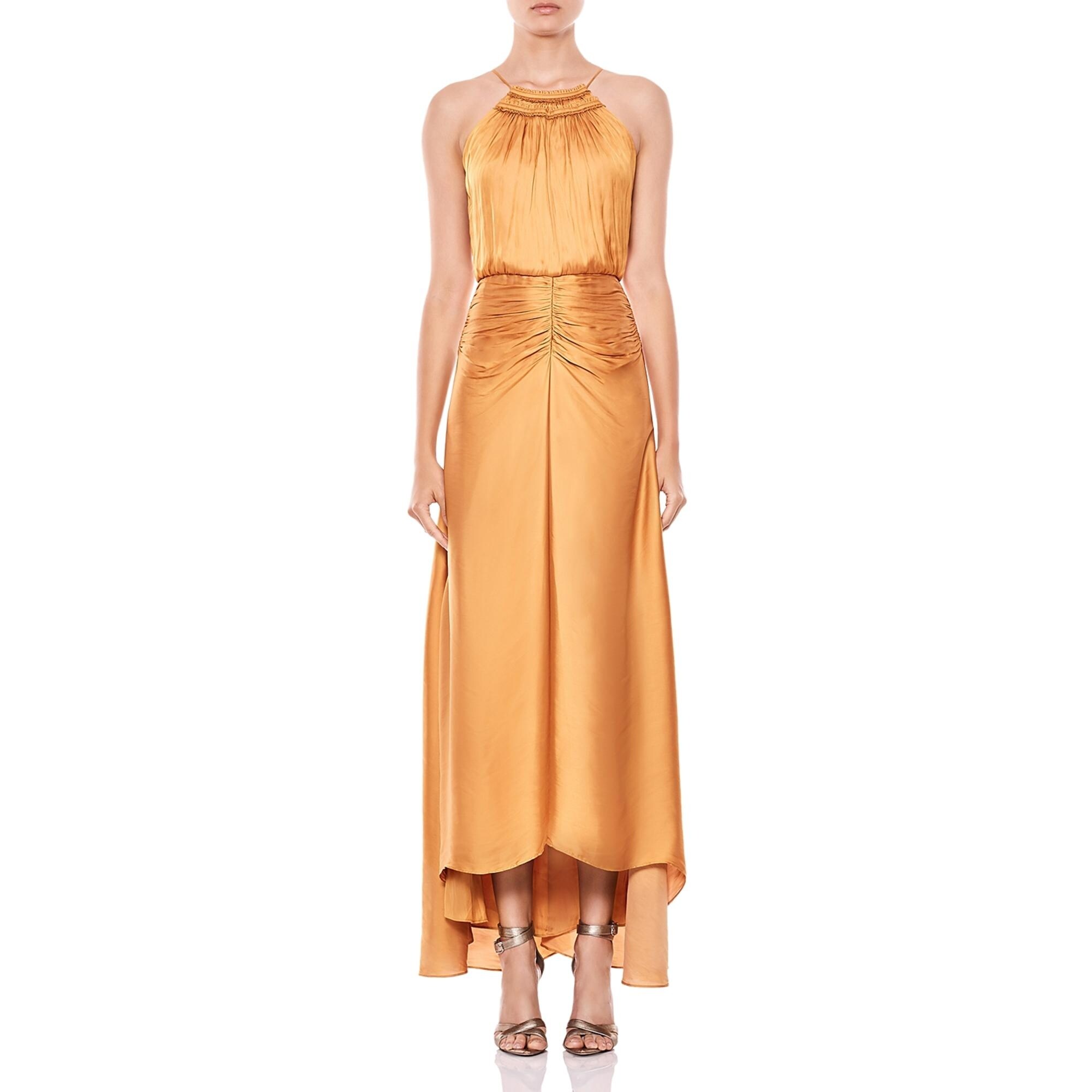 Halston Heritage Womens Smocked Pleated Ruffle Hem Party Dress BHFO 4763