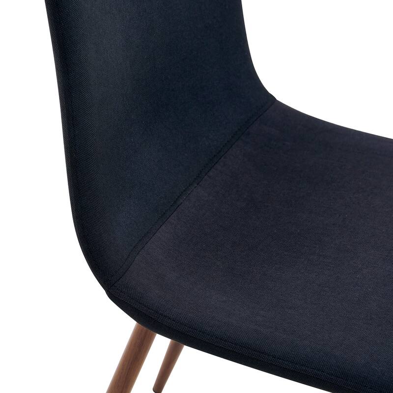 5 Piece Rectangular Tempered Glass Dining Table Set, 4 Black Linen Upholstered Chairs with Metal Legs