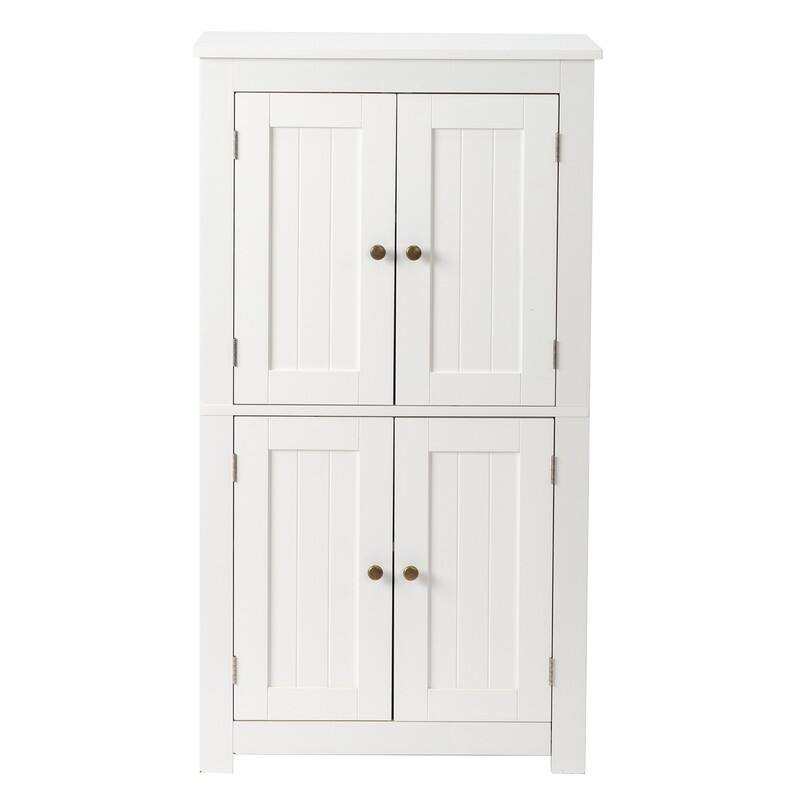 White Bathroom Storage Cabinet with 4 Doors