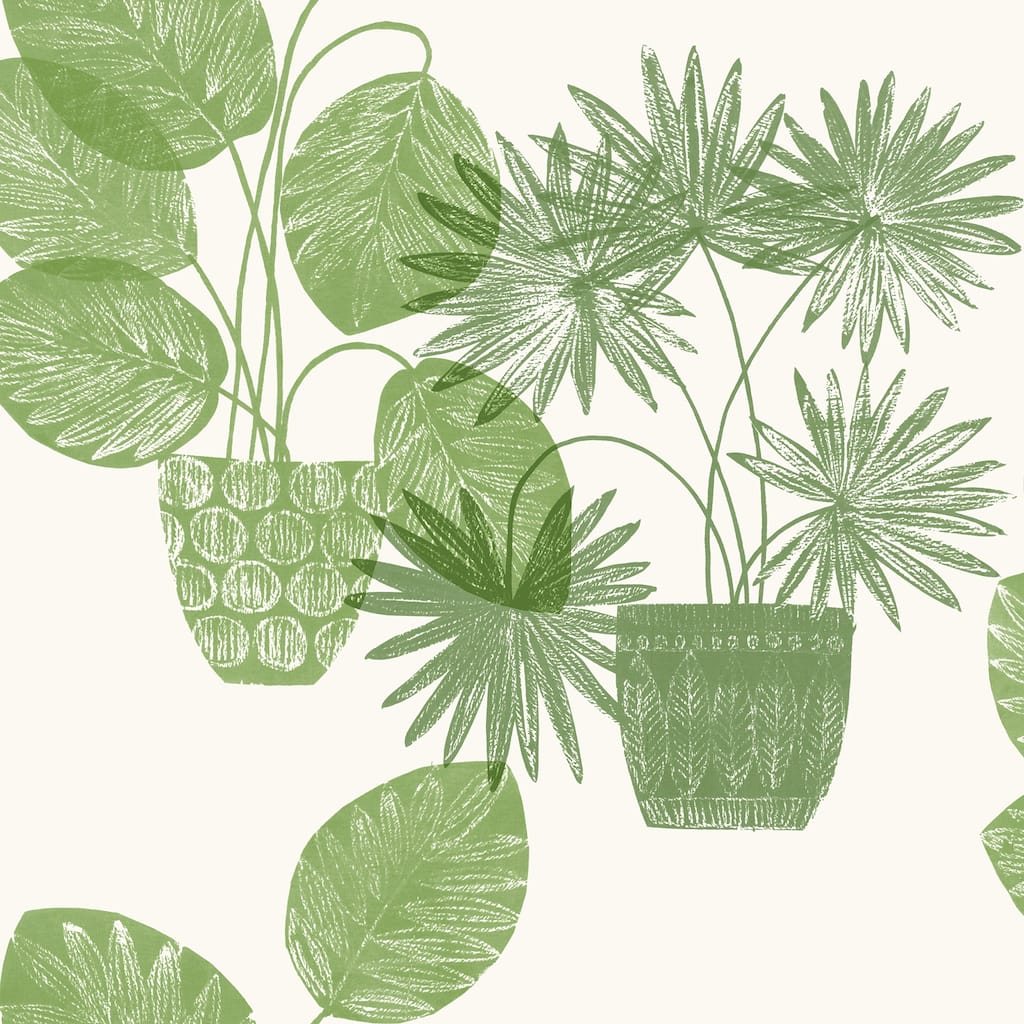 A-Street Prints Aida Green Potted Plant Wallpaper