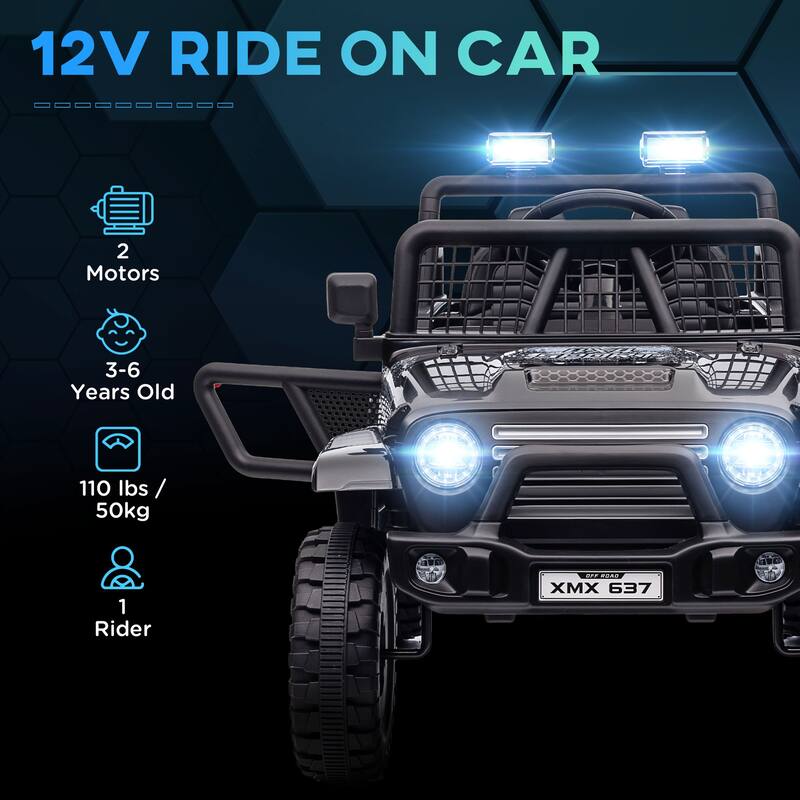 Battery-Powered Electric 12V Ride On Truck for Kids with Dual Motors, 3 MPH Speed, Parent Remote Control, and LED Lights
