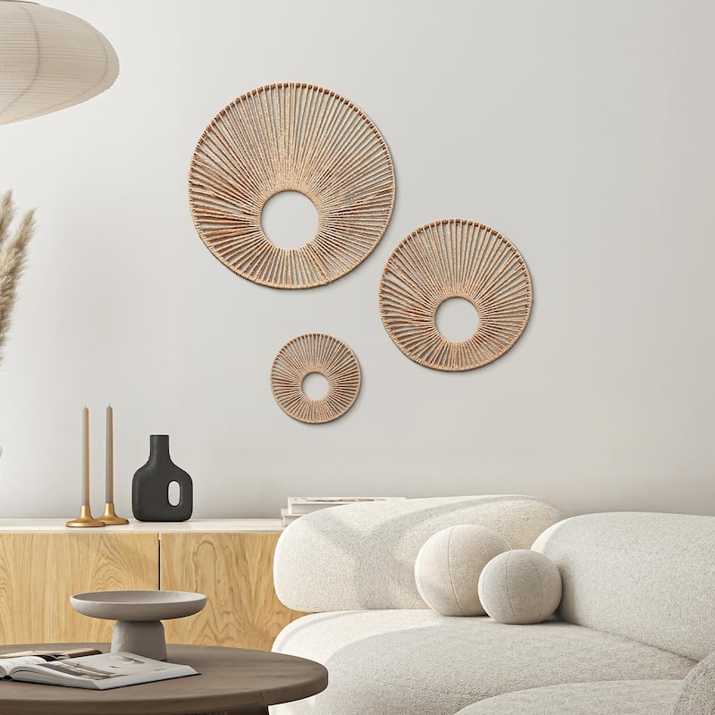 American Art Decor Woven Paper Rope Wall Decor, Set of 3