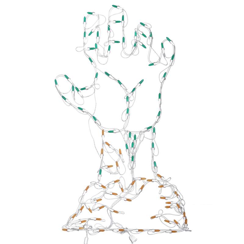 National Tree Company Halloween Lighted Sign Decoration, White, Zombie Hand, LED Lights, Plug In, 3 Feet