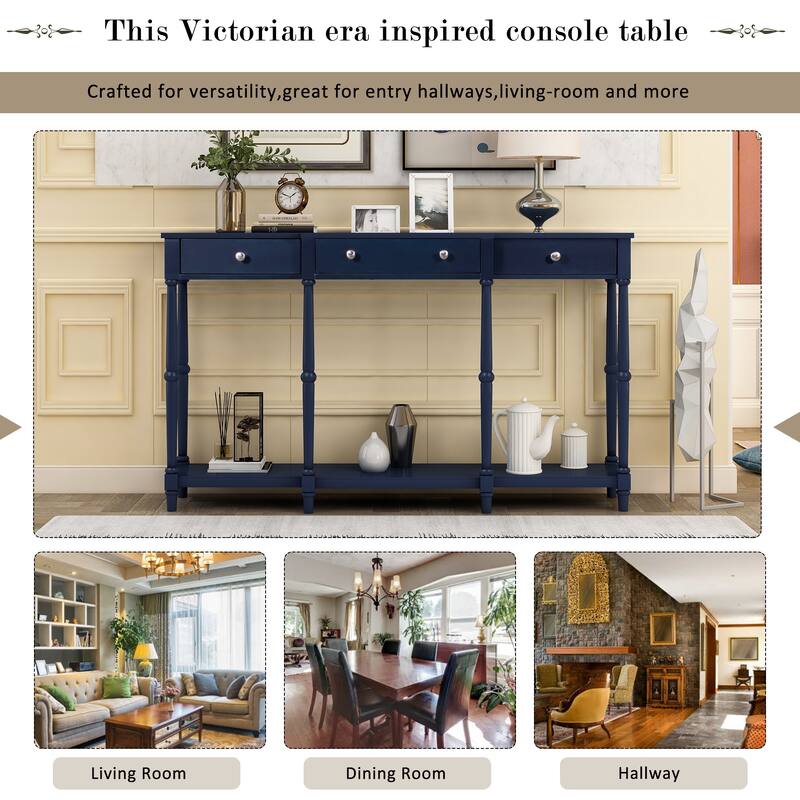58.07" Wide Solid Wood Console Table