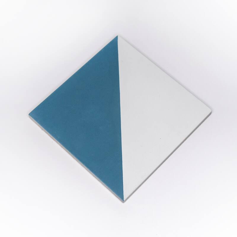 Ocean Handmade Cement Tile, 8''x8'', White-Blue