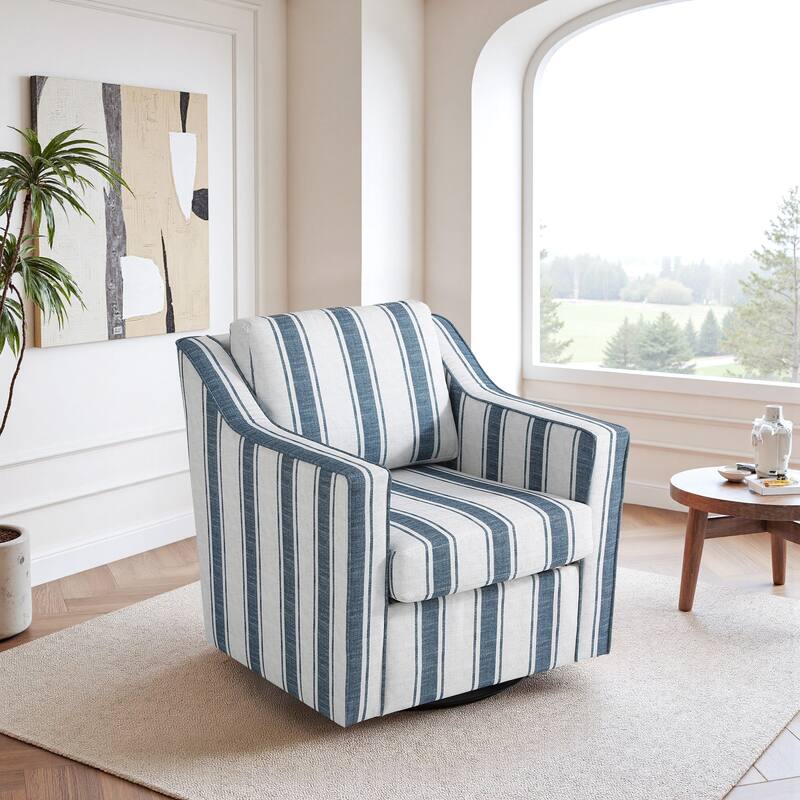 UIXE Chenille/Leather Swivel Barrel Chair Accent Chairs For Living Room