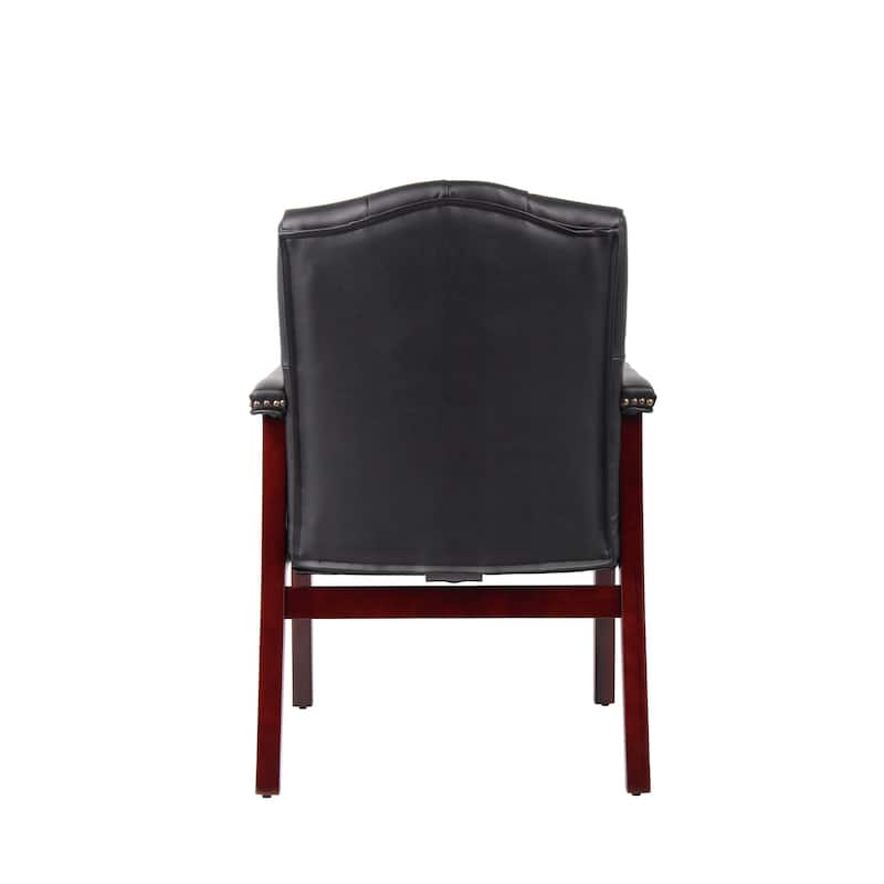 Black 26.57" Upholstered Leather Button Tufted Arm Chairs