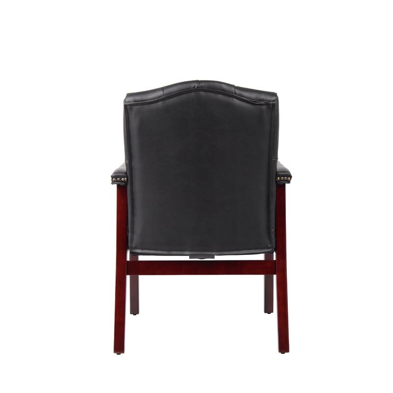 Modern Genuine Leather Office Chair Guest Chair, Ergonomic Mid-Back Office Executive Side Chair, for Meeting Rooms