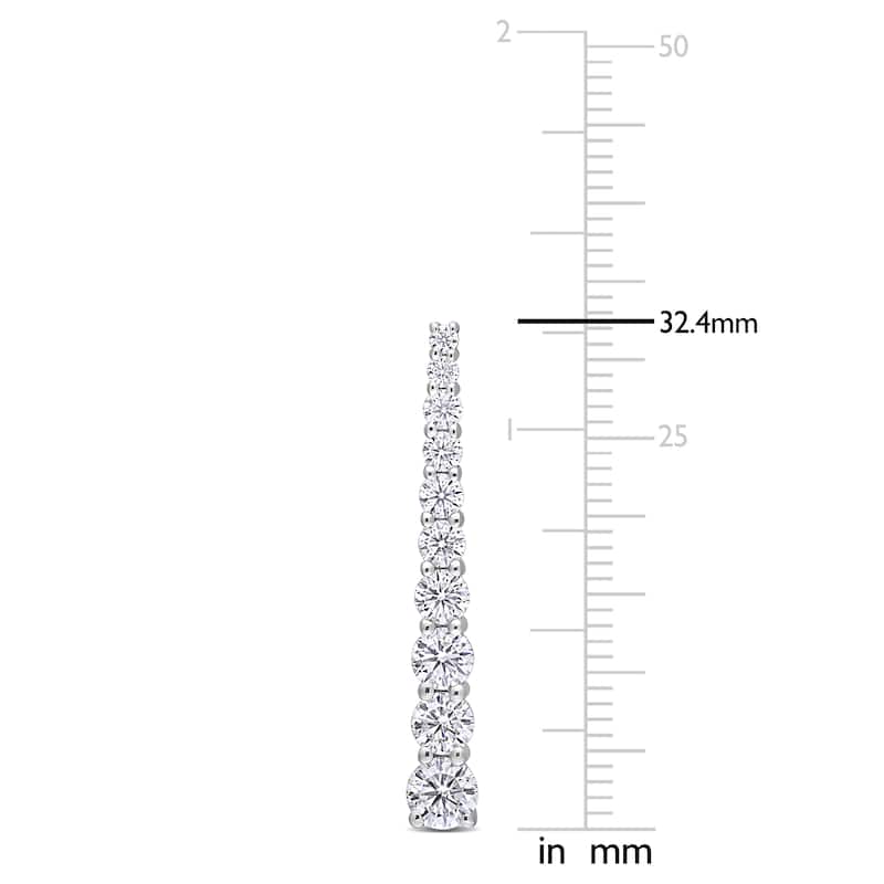 Miadora 2 3/4ct DEW Moissanite Graduated Linear Drop Earrings in Sterling Silver