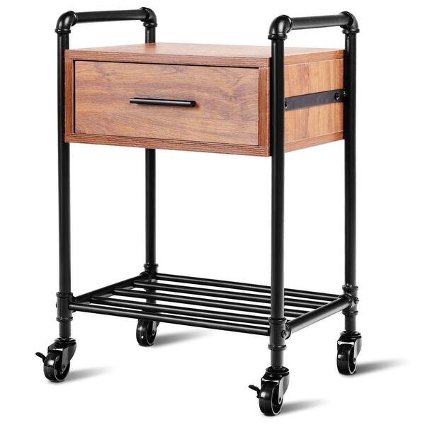 Shop Heavy Duty Steel Frame 1 Drawer End Table Nightstand Side Table On Wheels Overstock 30667992