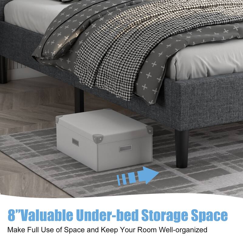 Costway Twin Size Upholstered Bed Frame Button Tufted Headboard