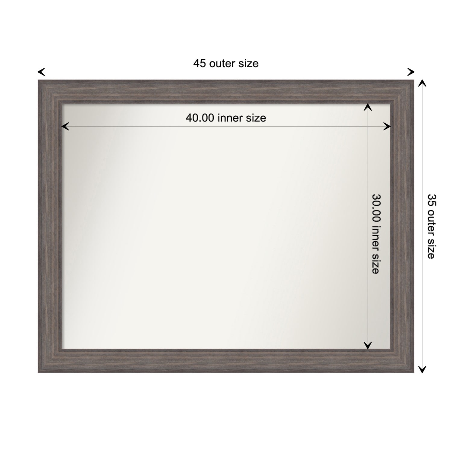 Country Barnwood Framed Non-Beveled Custom Wall Mirror, Bathroom Vanity Mirror