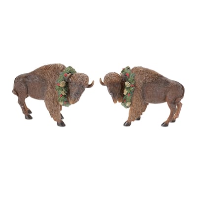 Winter Bison Figurine (Set of 2) - N/A