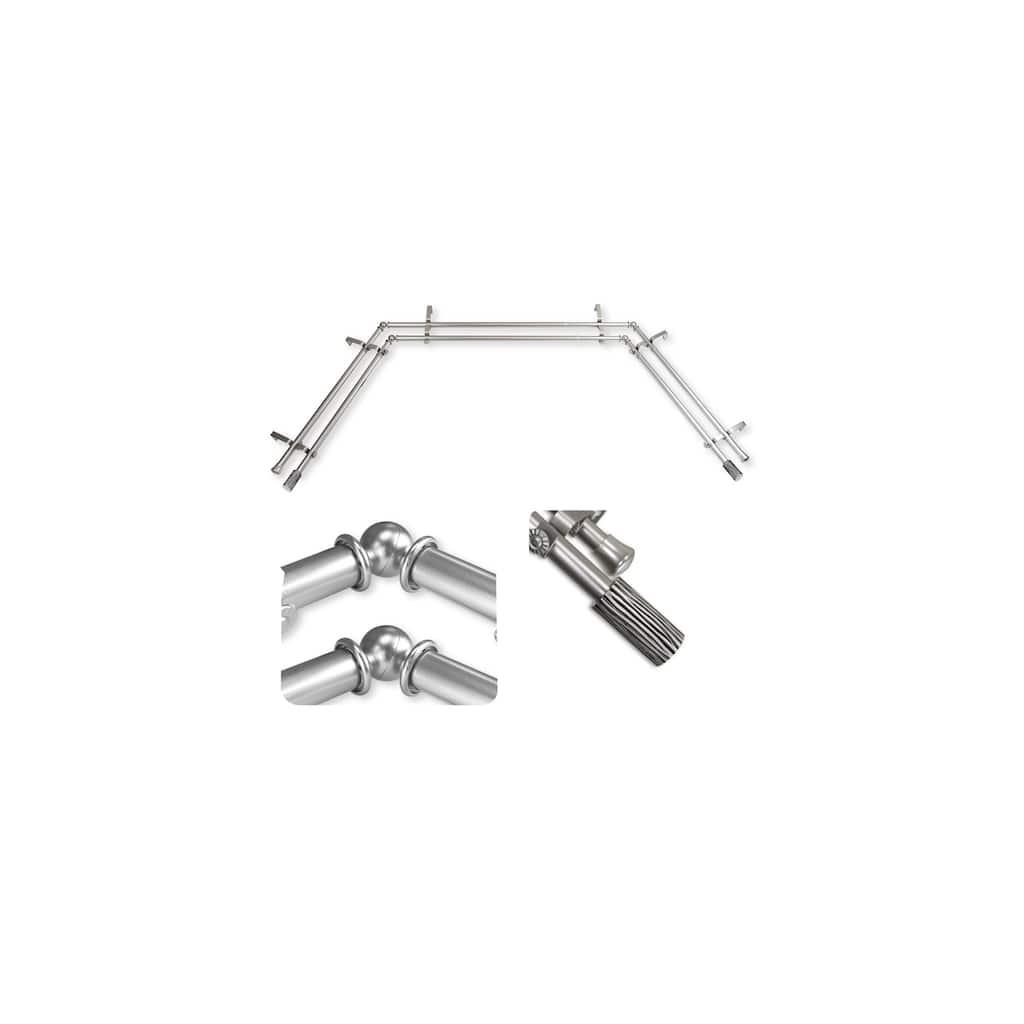 Adjustable Curtain Rods & Hardware Set - Telescoping Rods, Finials, Bay Window Rod - 13/16" Diameter - M