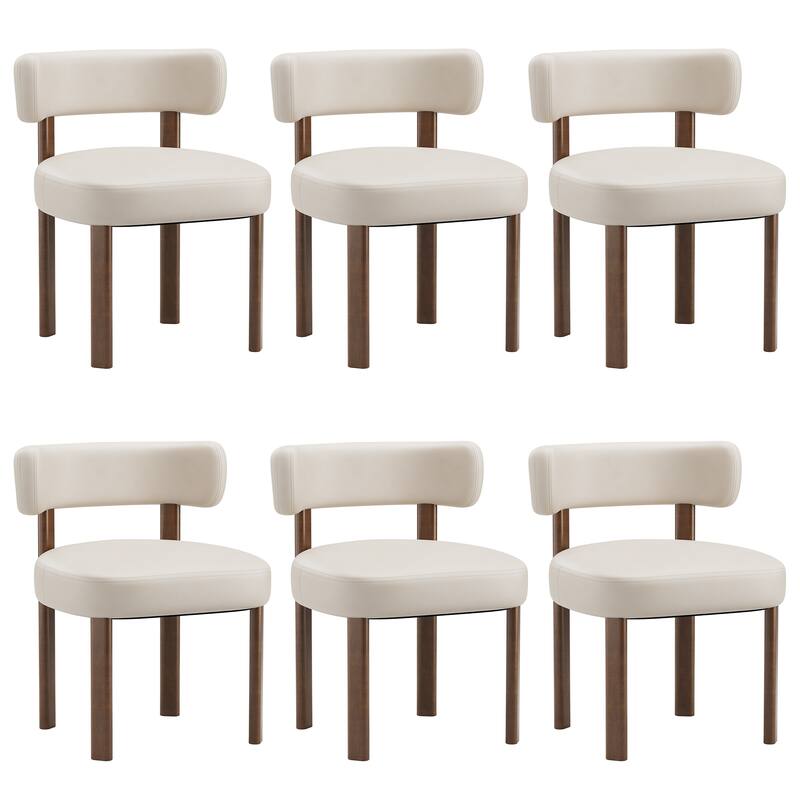 Modern Upholstered Dining Chairs with Solid Wood Legs Ergonomic Backrest - Set of 2